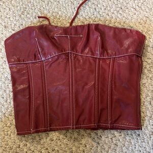 Edikted Red Faux Leather Corset Top